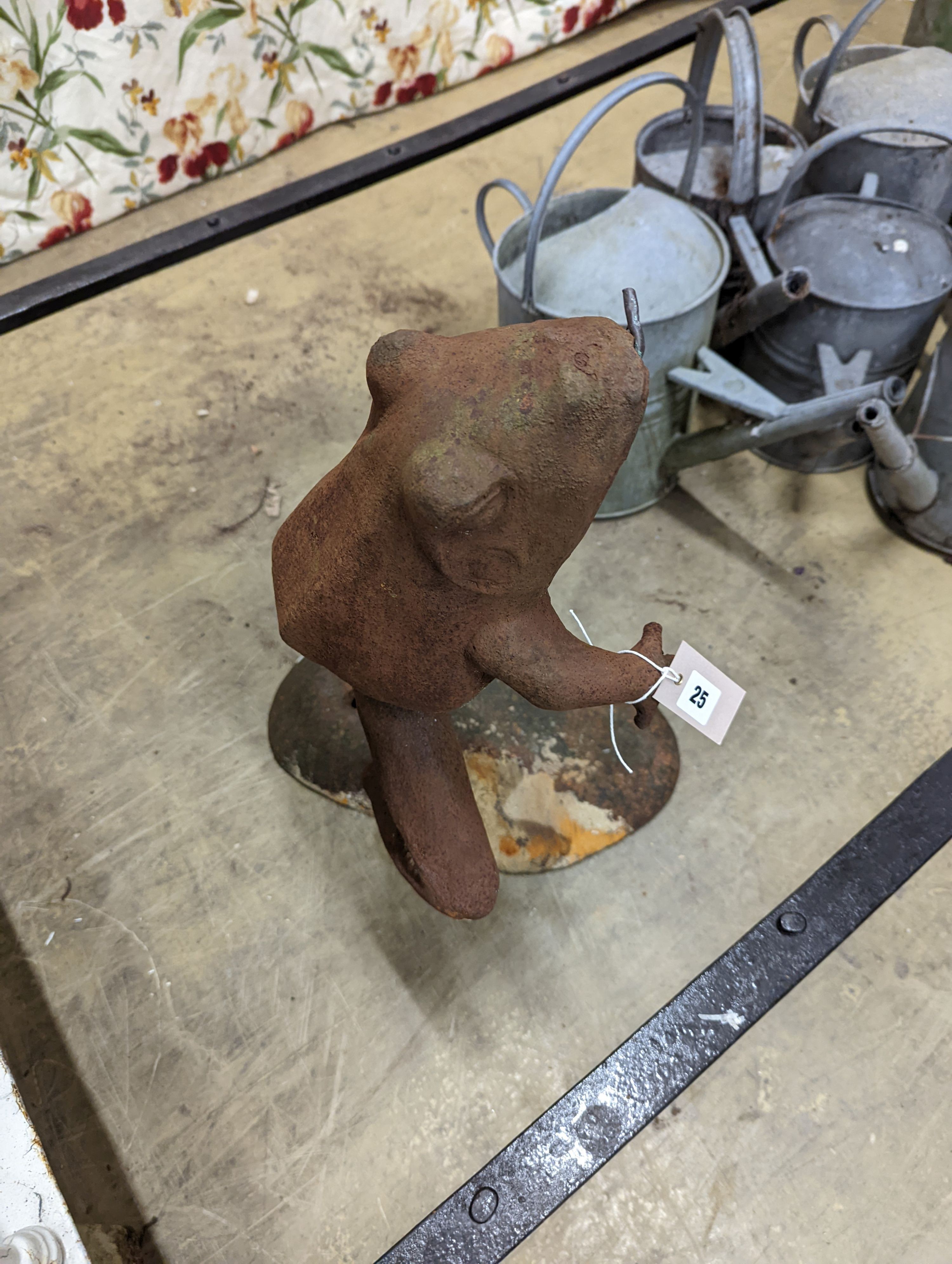 An ornamental iron frog. H-69cm.